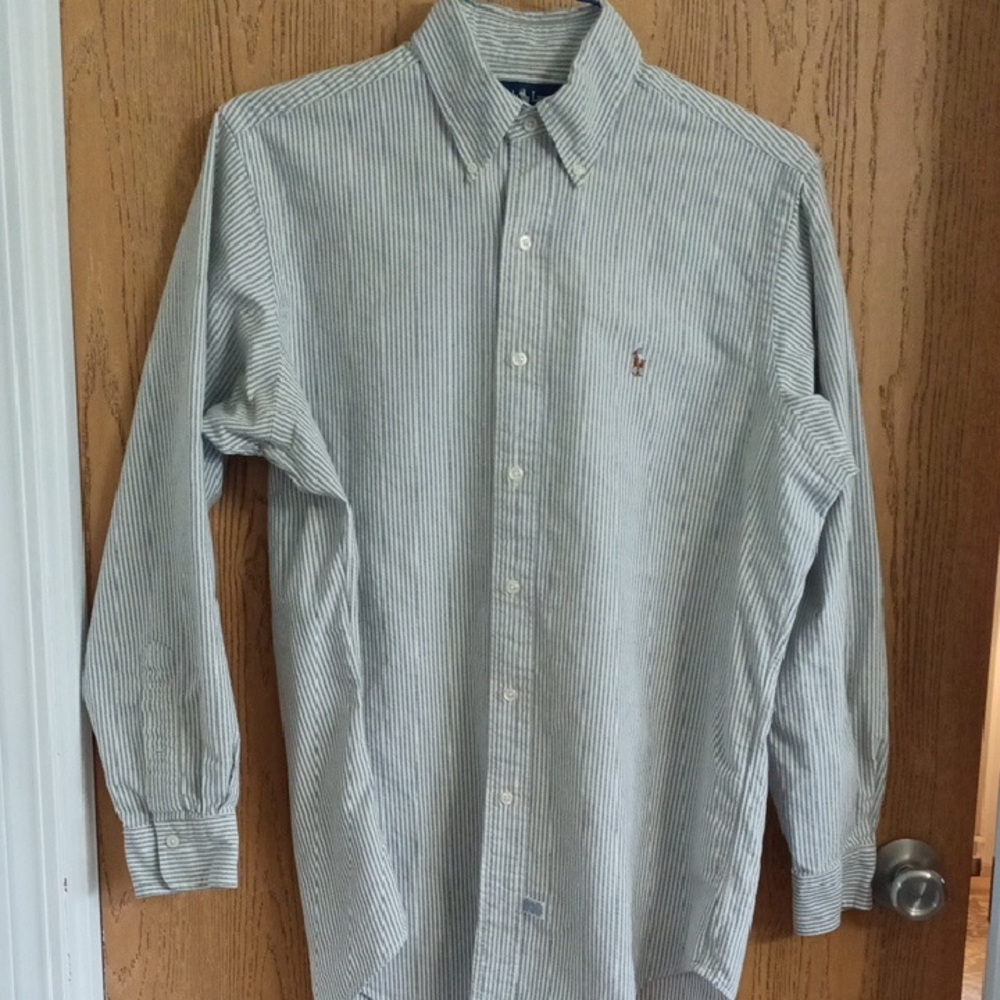 Ralph Lauren Men's Black and White Striped Shirt
